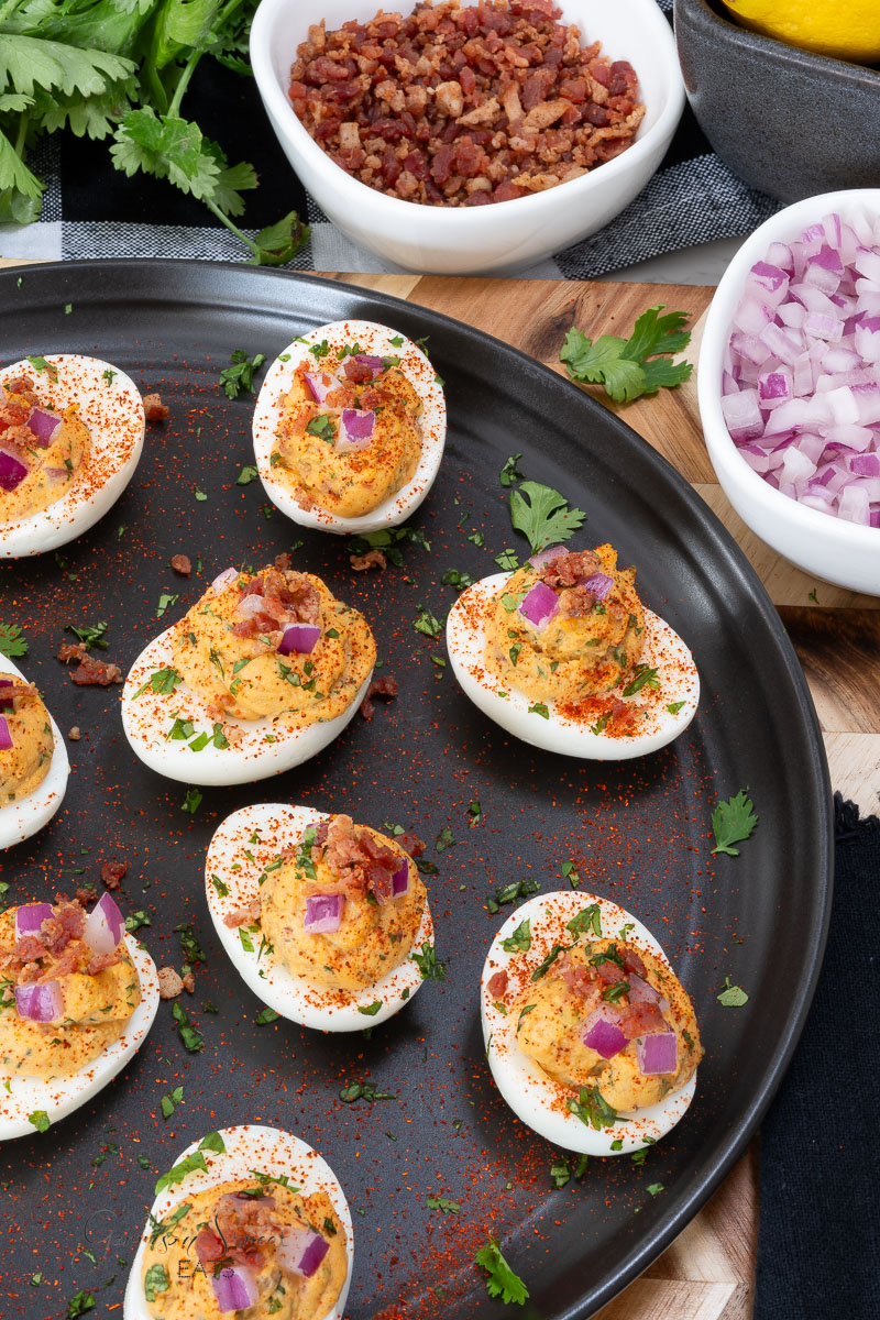 Sweet and Smoky Bacon BBQ Deviled Eggs Recipe - Garrison Street Eats